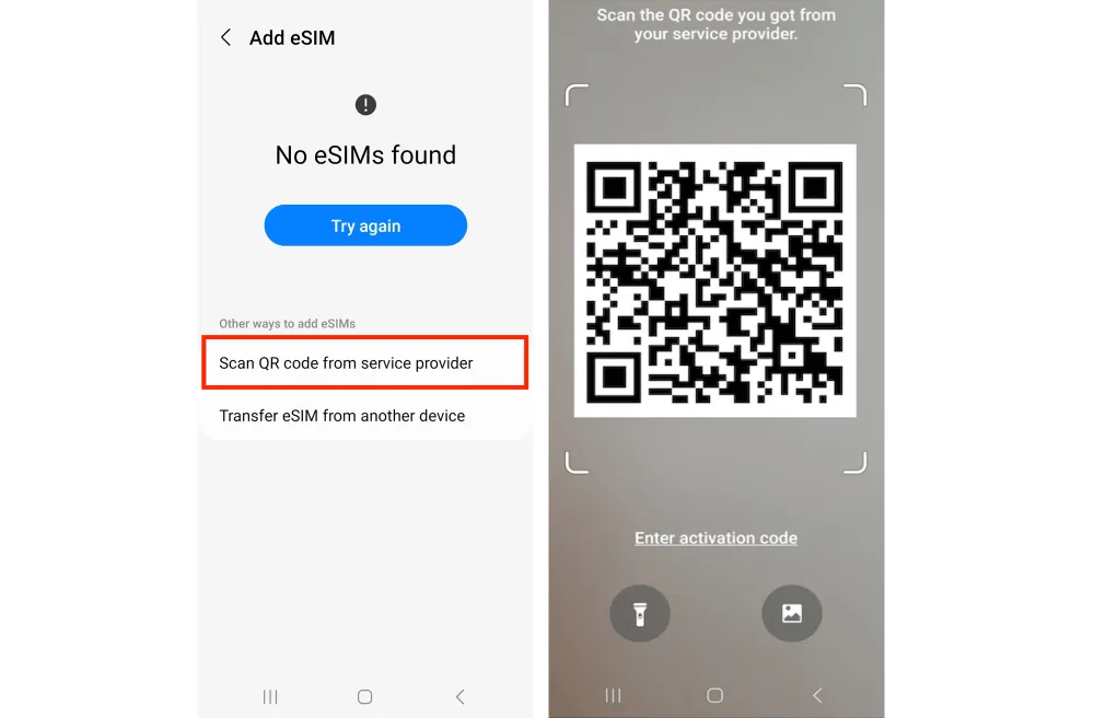 eSIM auf Samsung installieren – QR-Code scannen