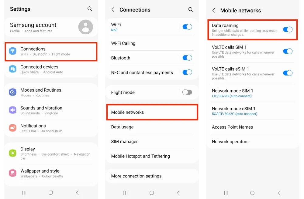 eSIM auf Samsung installieren – Datenroaming